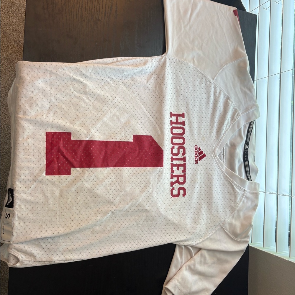 Adidas White and Red Hoosiers Jersey